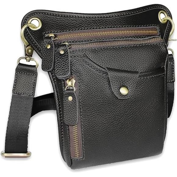 Genuine Leather hip bag Thigh Drop Leg Bag Waist fanny Pack for Men and Women - Picture 8 of 8